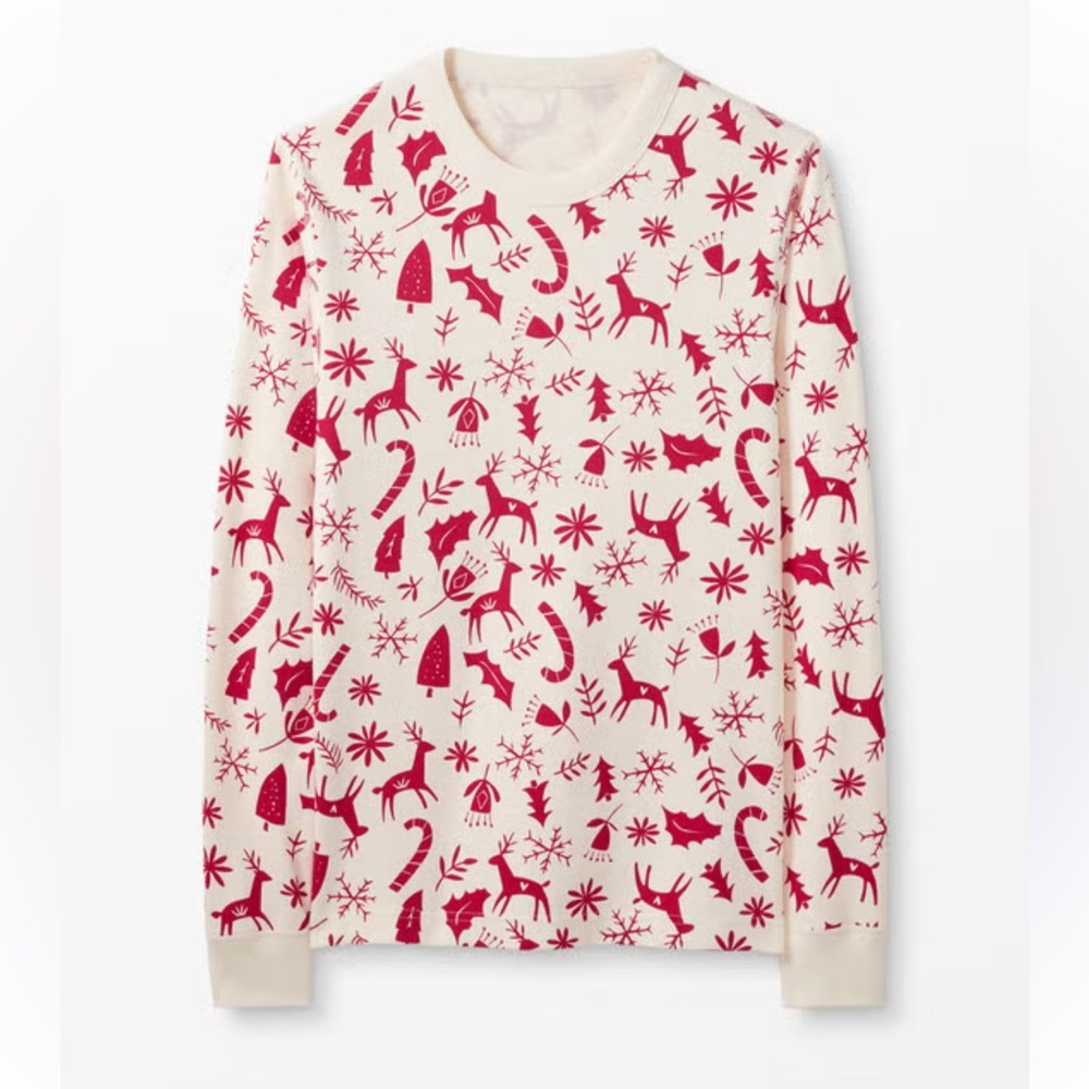 Hanna Andersson Organic Scandi Cane Long John Christmas Top Adult size XS